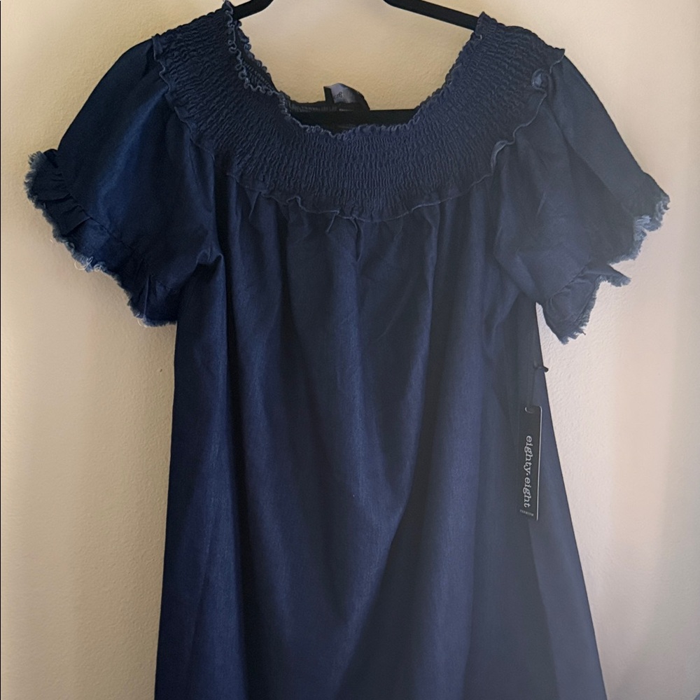 Eighty Eight Deep Blue Smocked Top